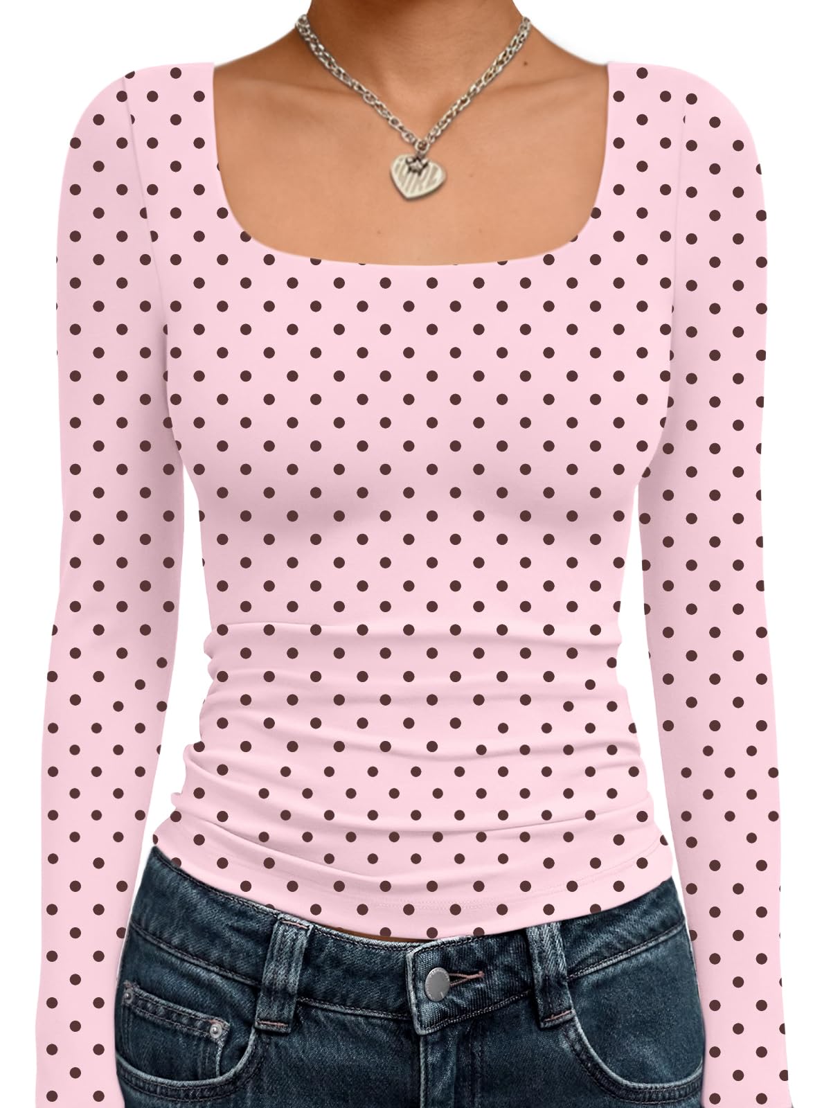 Trendy Queen Women’s Double-Lined Square Neck Long Sleeve Top