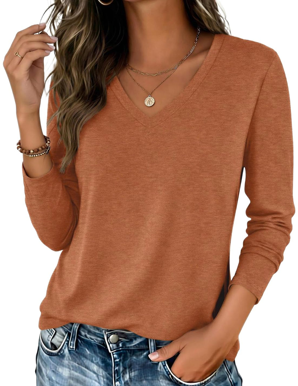 Zeagoo Women’s Long Sleeve V-Neck Tee