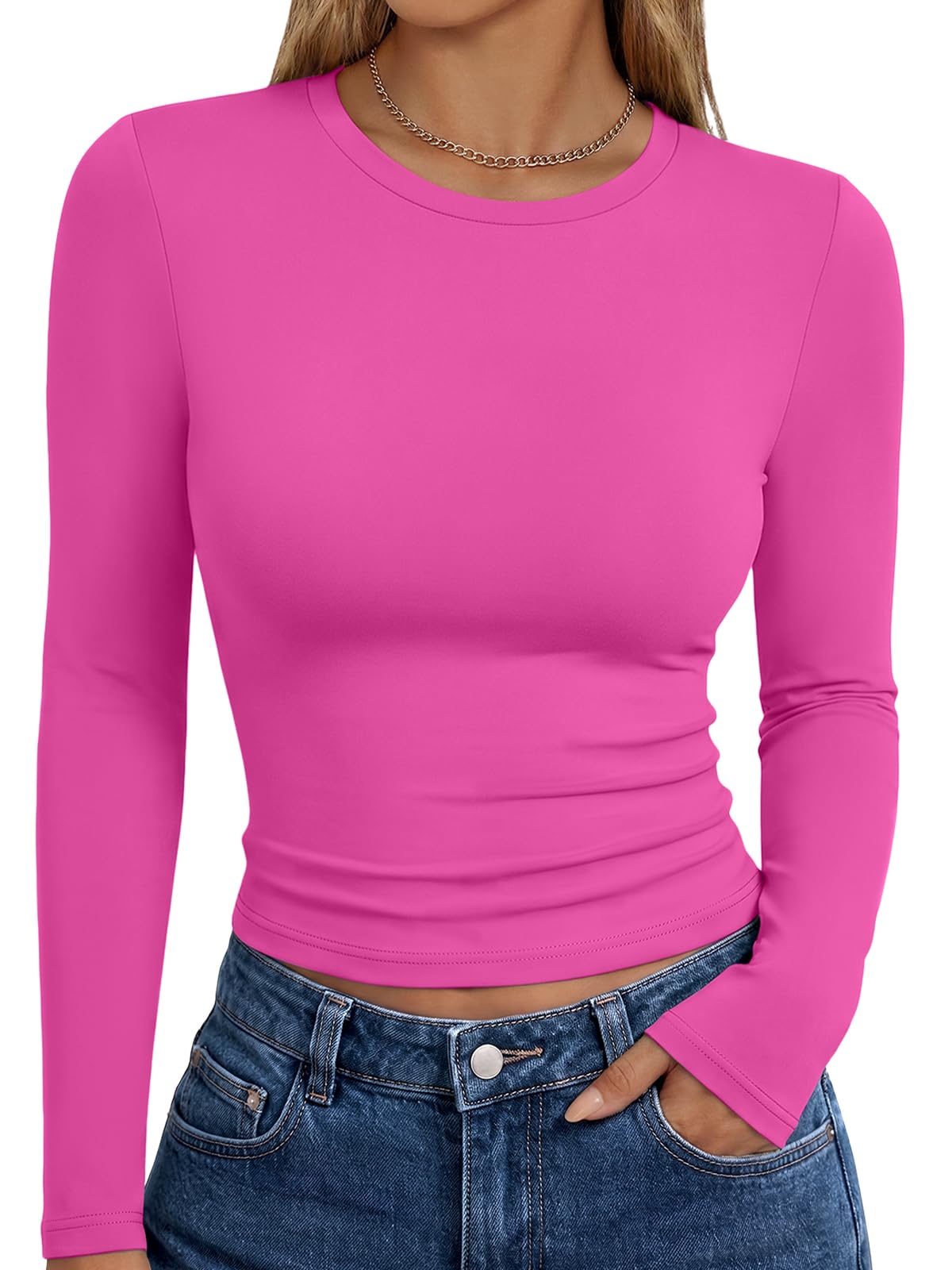 Trendy Queen Women’s Slim Fit Long Sleeve Crewneck Tee