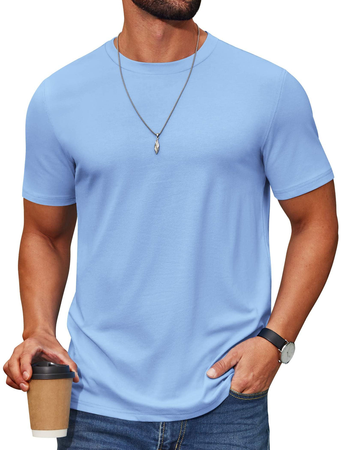 COOFANDY Men’s Cotton-Blend Short Sleeve Crewneck Tee