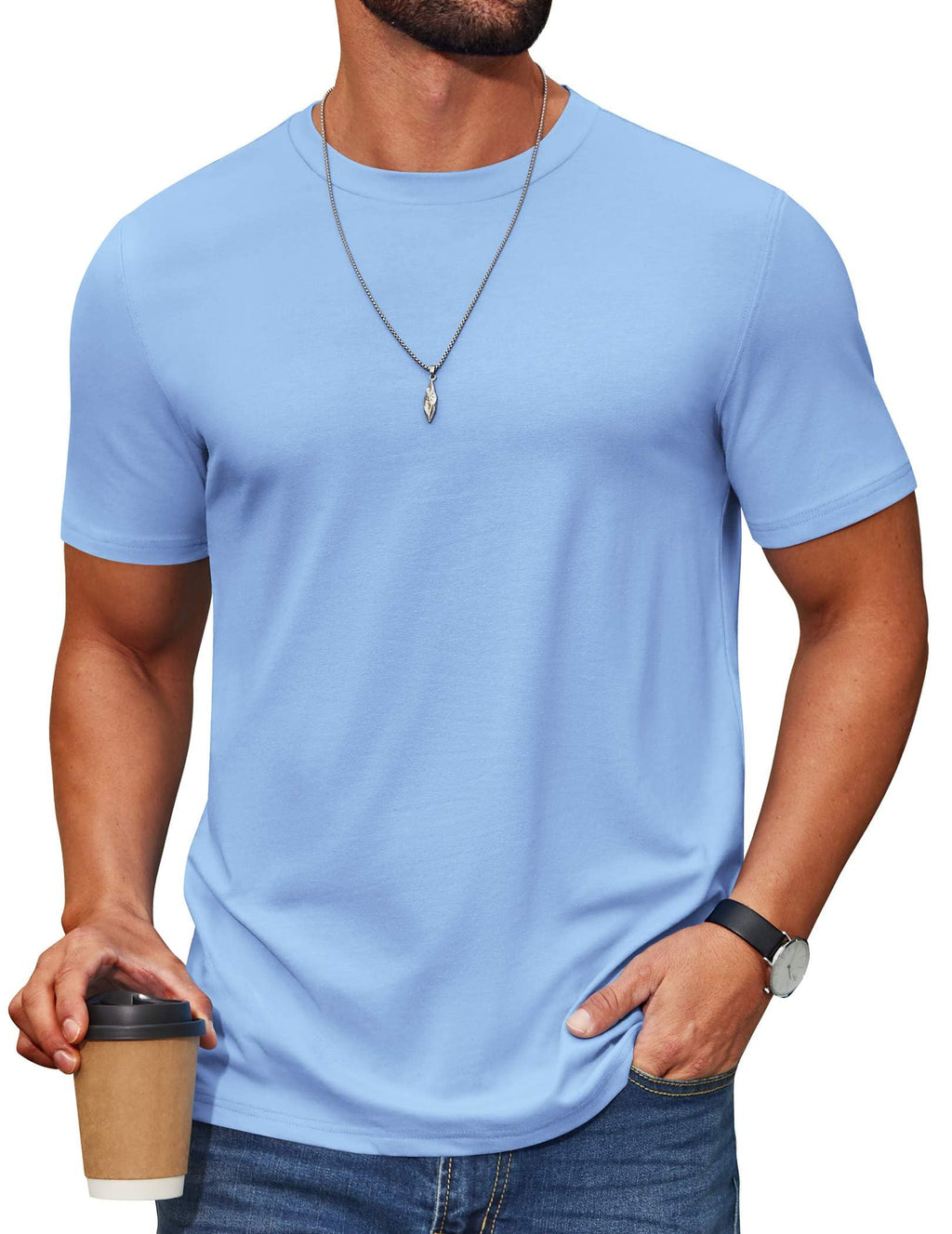 COOFANDY Men’s Cotton-Blend Short Sleeve Crewneck Tee