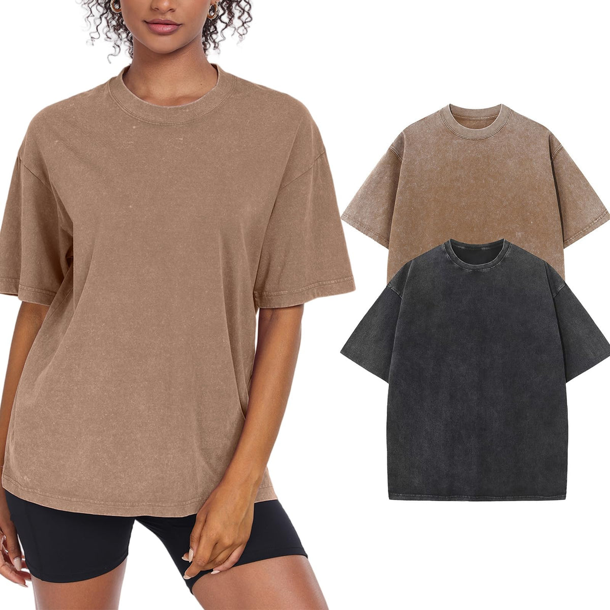 Women’s Oversized Vintage-Wash Cotton Tee