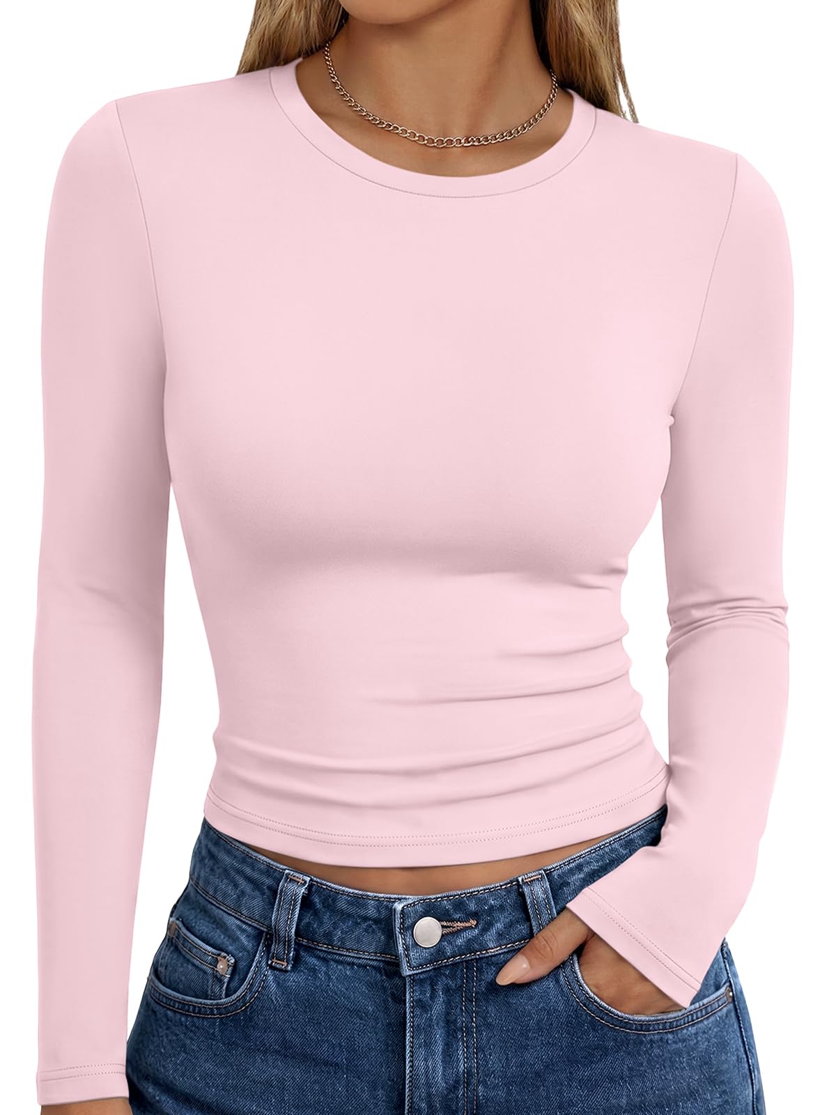 Trendy Queen Women’s Slim Fit Long Sleeve Crewneck Tee