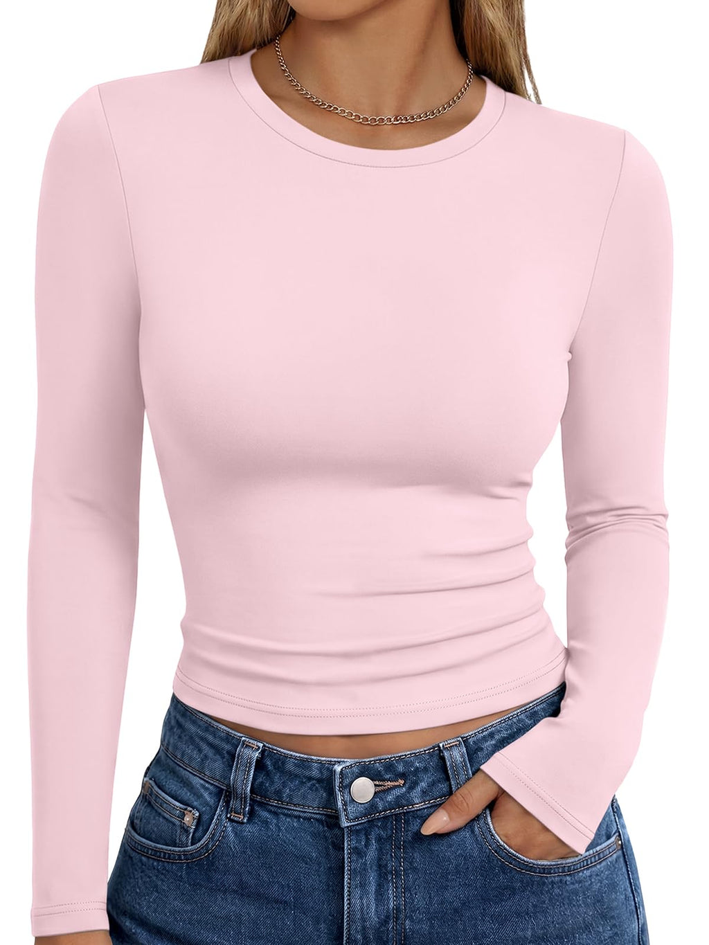 Trendy Queen Women’s Slim Fit Long Sleeve Crewneck Tee