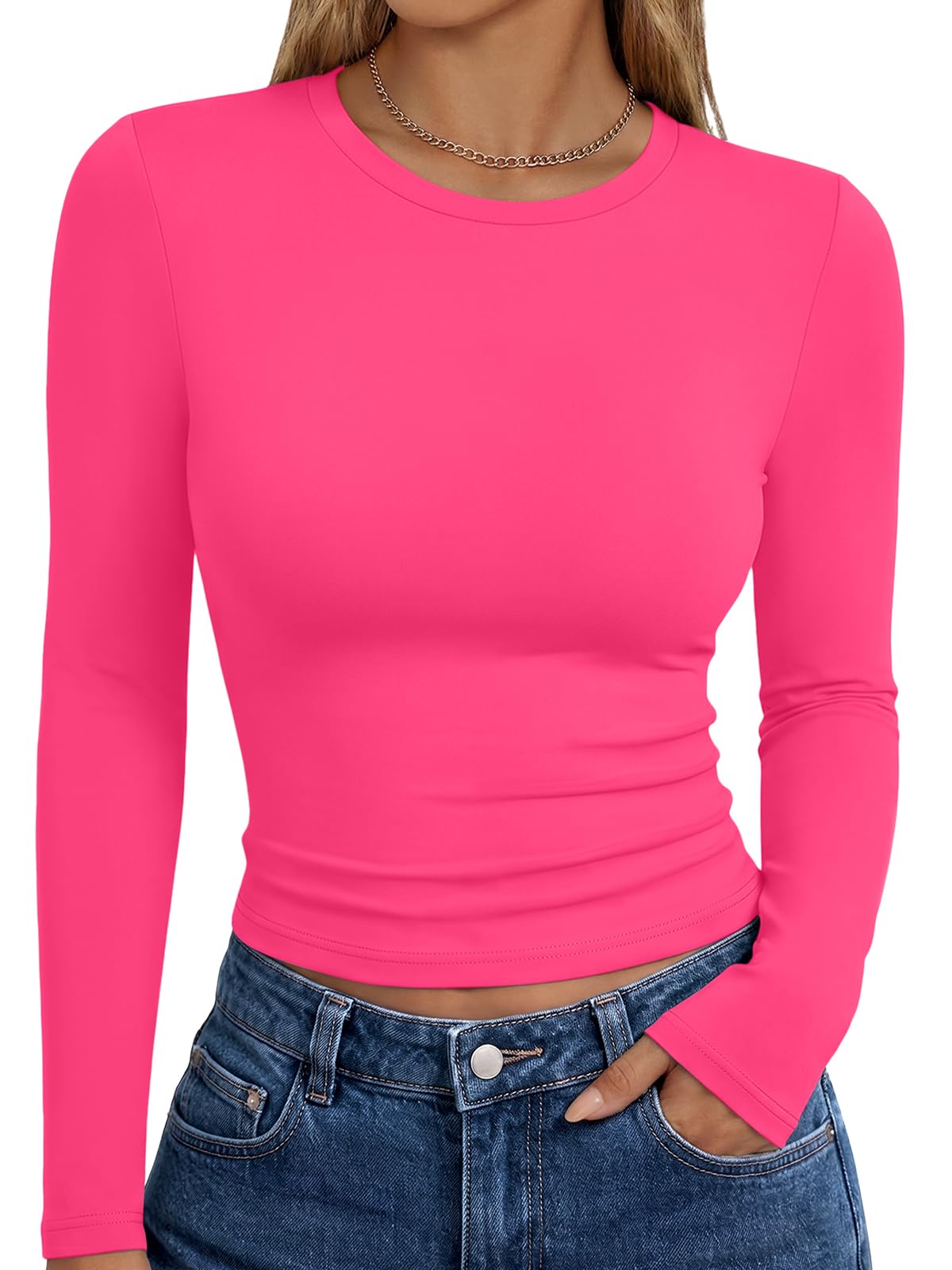 Trendy Queen Women’s Slim Fit Long Sleeve Crewneck Tee