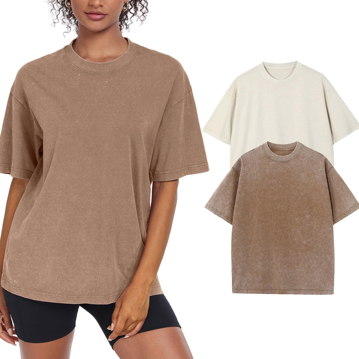Women’s Oversized Vintage-Wash Cotton Tee
