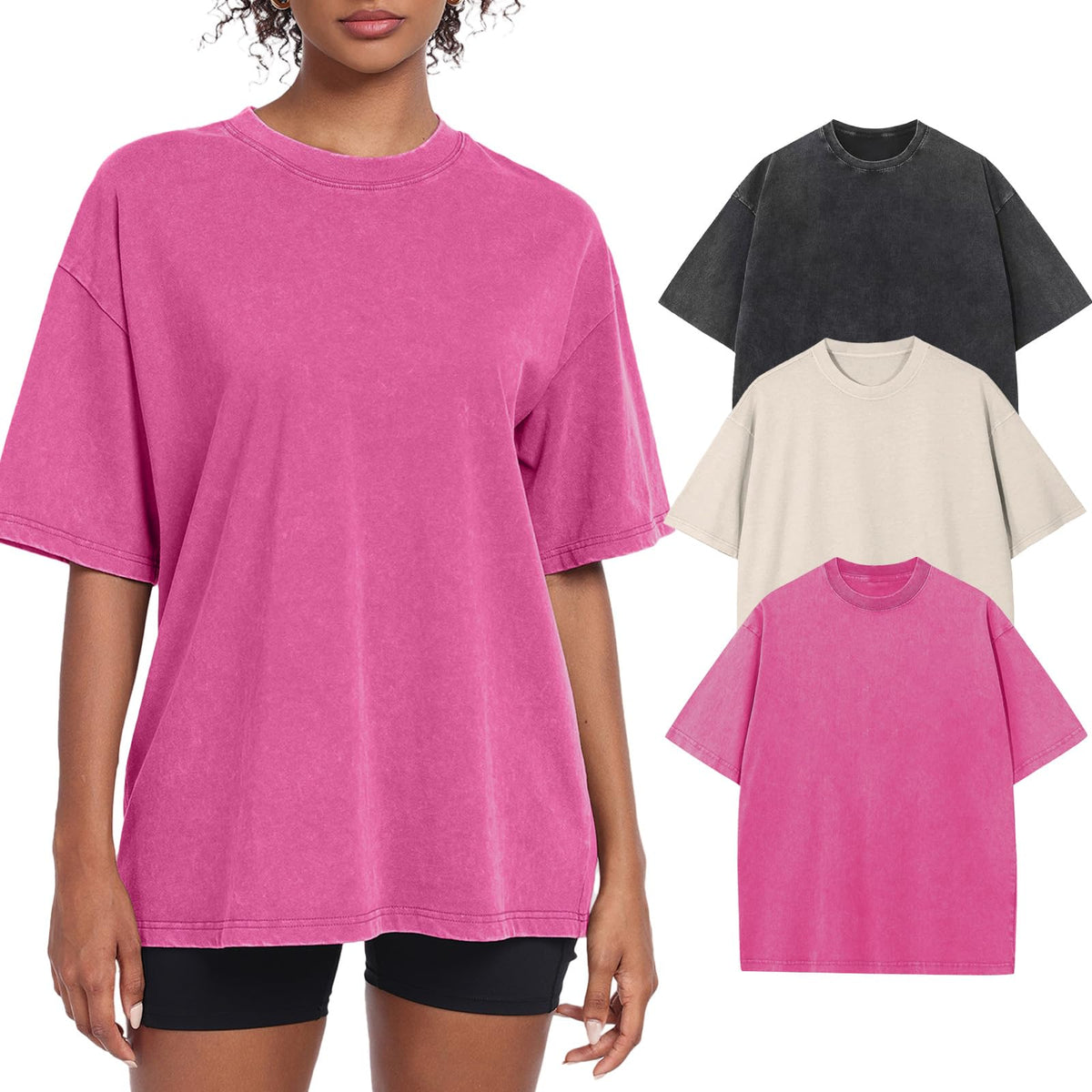 Women’s Oversized Vintage-Wash Cotton Tee