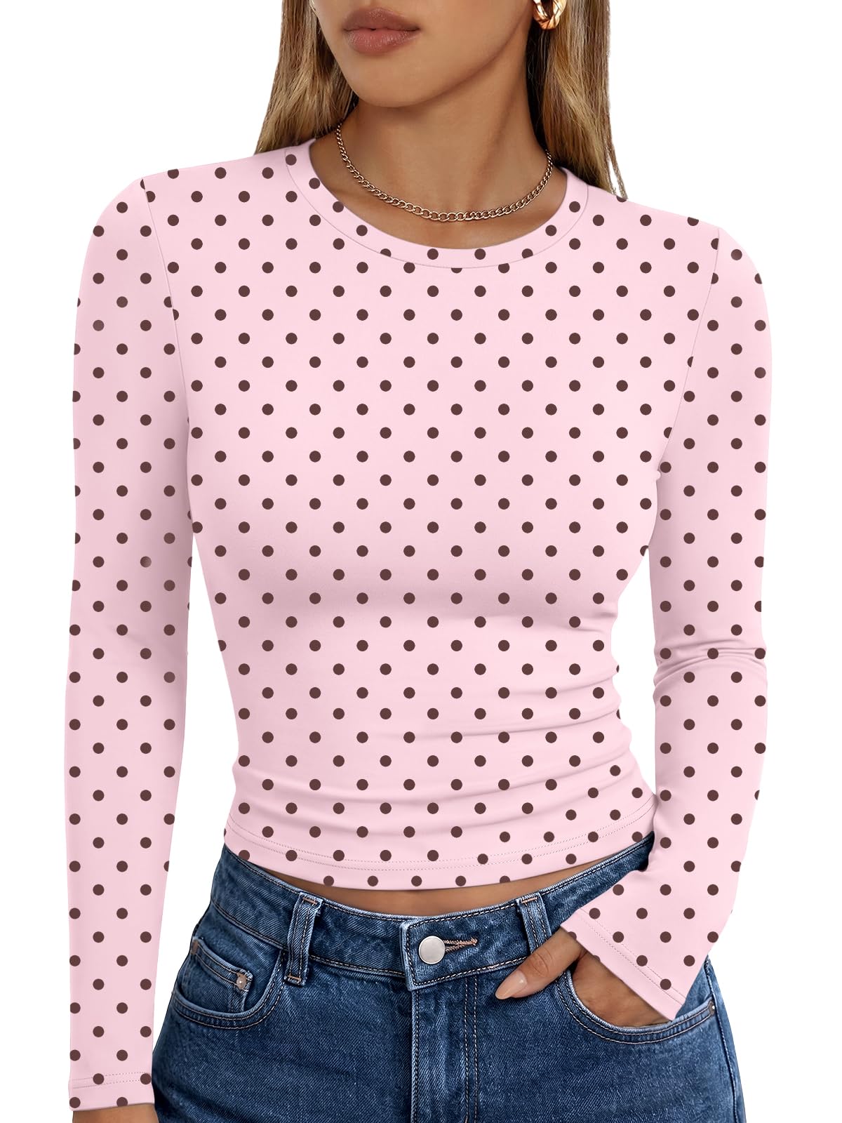 Trendy Queen Women’s Slim Fit Long Sleeve Crewneck Tee