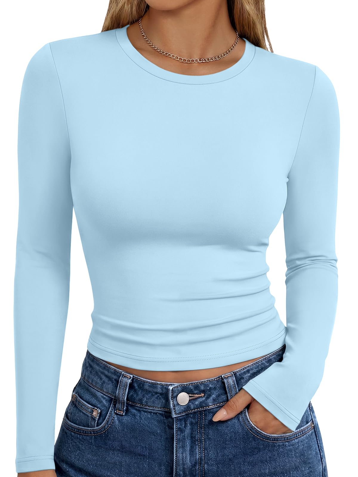 Trendy Queen Women’s Slim Fit Long Sleeve Crewneck Tee