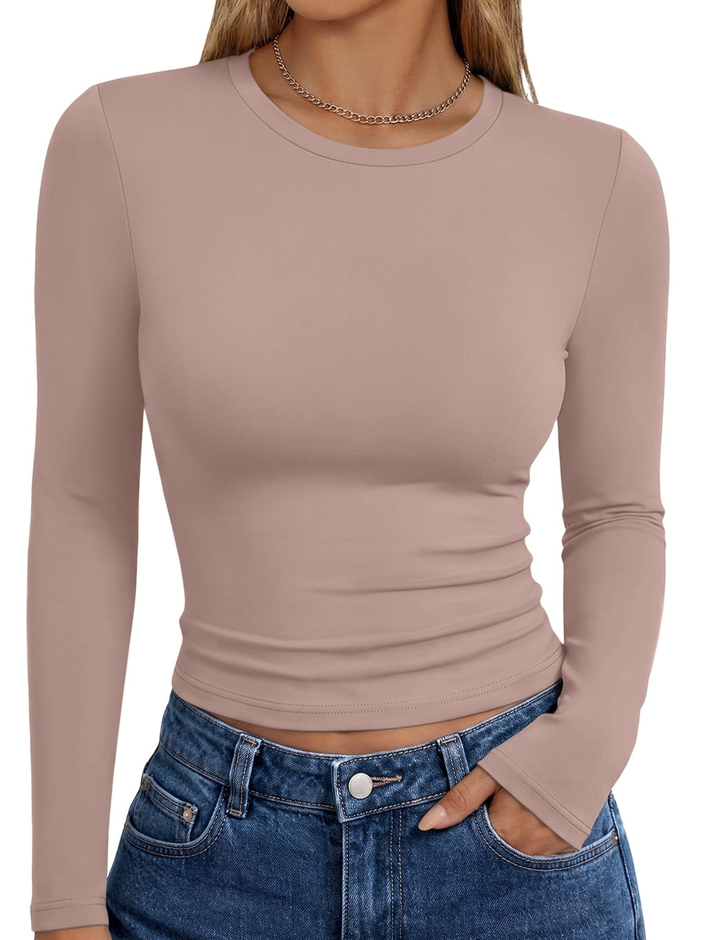 Trendy Queen Women’s Slim Fit Long Sleeve Crewneck Tee
