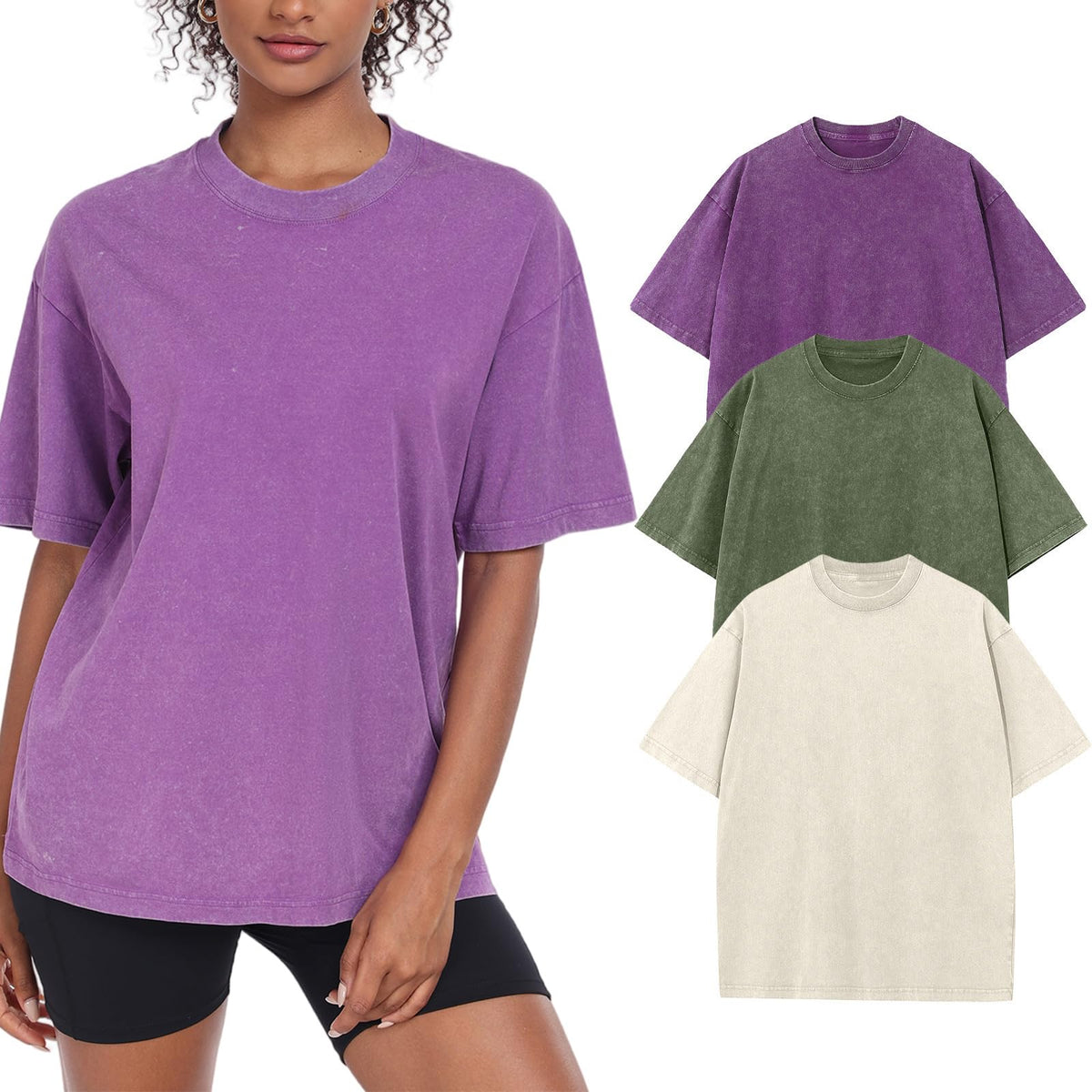 Women’s Oversized Vintage-Wash Cotton Tee