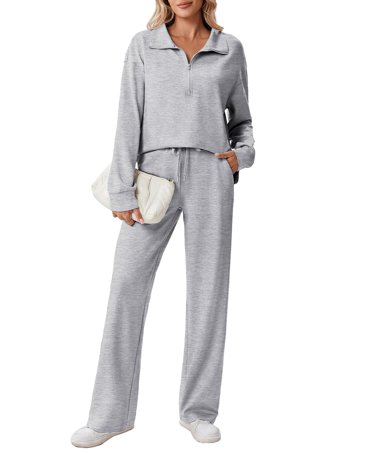 PINSPARK Women’s Half-Zip Top & Straight-Leg Pants Set