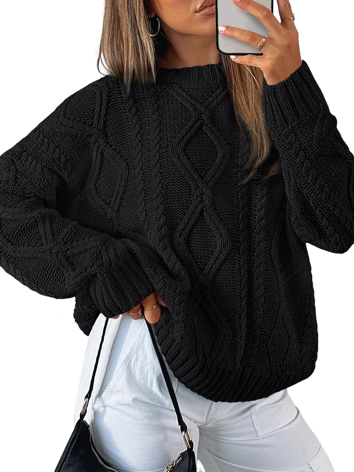 Trendy Queen Women’s Oversized Cable Knit Sweater
