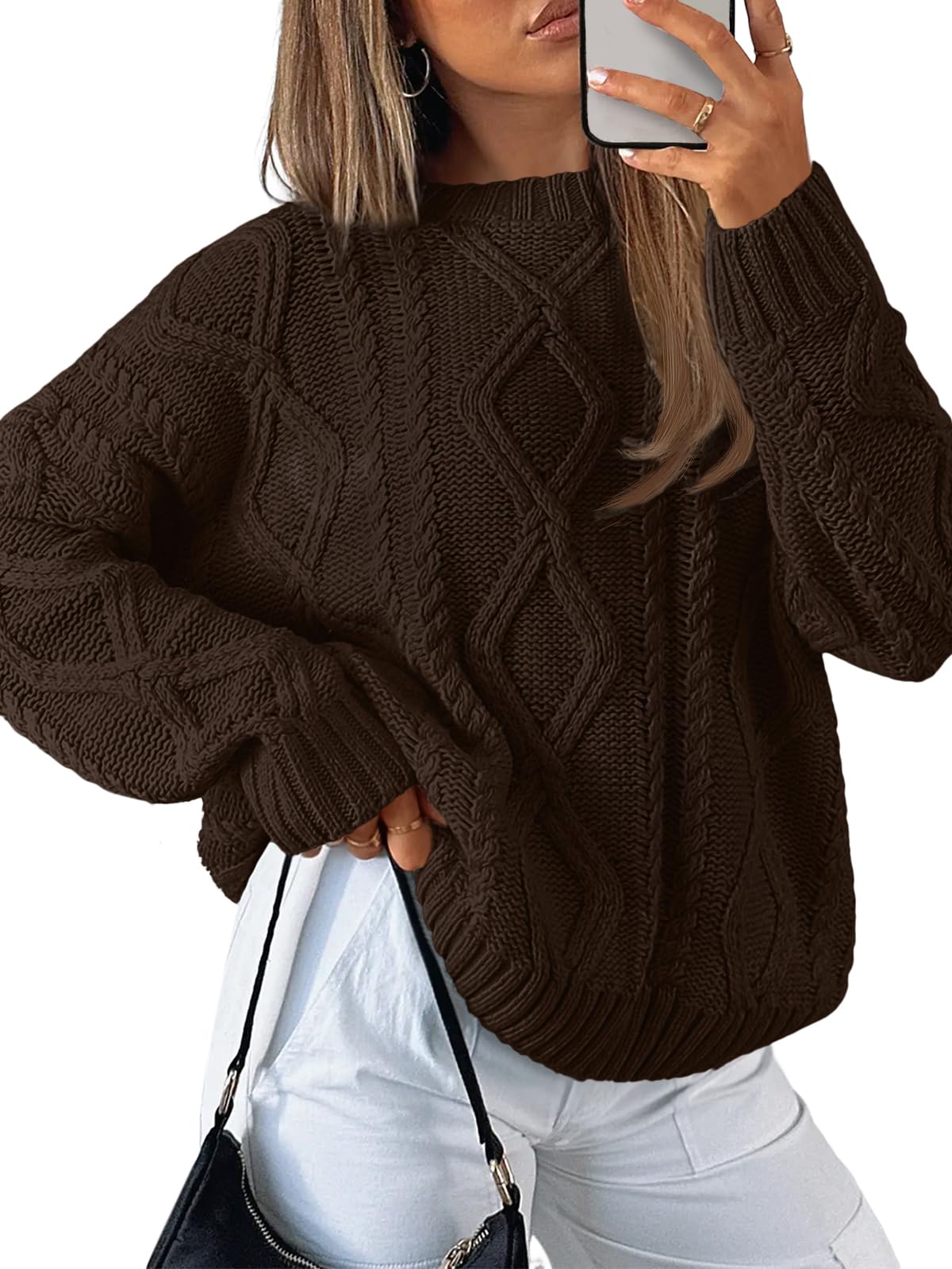 Trendy Queen Women’s Oversized Cable Knit Sweater