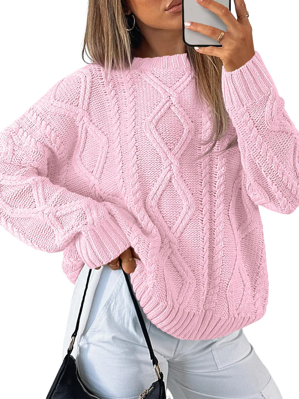 Trendy Queen Women’s Oversized Cable Knit Sweater