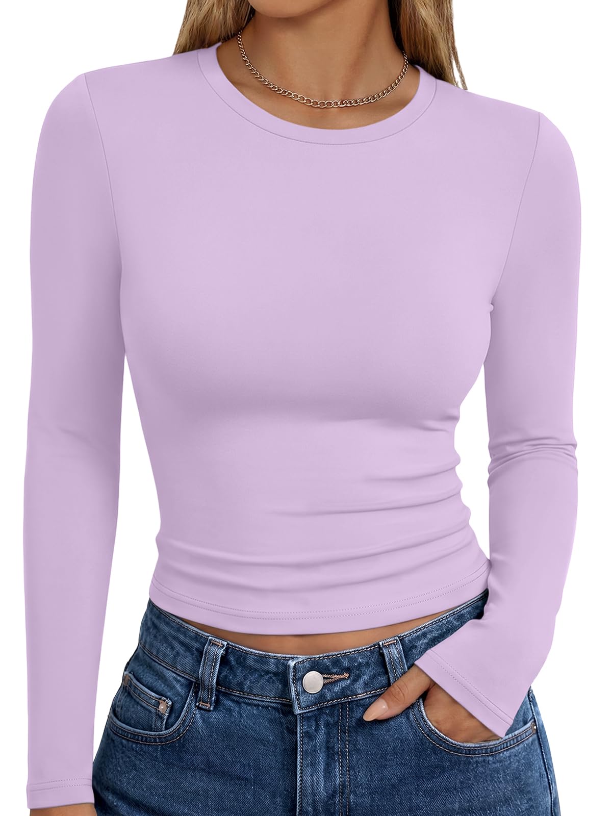 Trendy Queen Women’s Slim Fit Long Sleeve Crewneck Tee