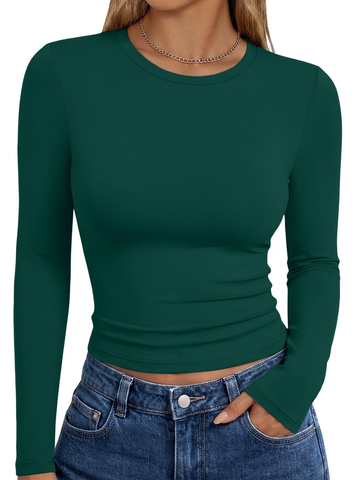 Trendy Queen Women’s Slim Fit Long Sleeve Crewneck Tee