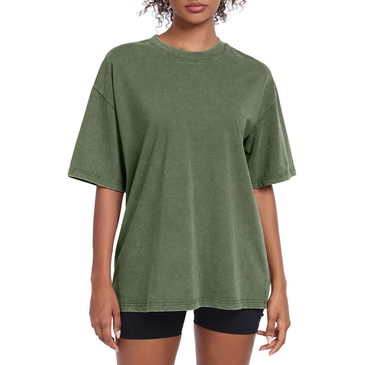 Women’s Oversized Vintage-Wash Cotton Tee