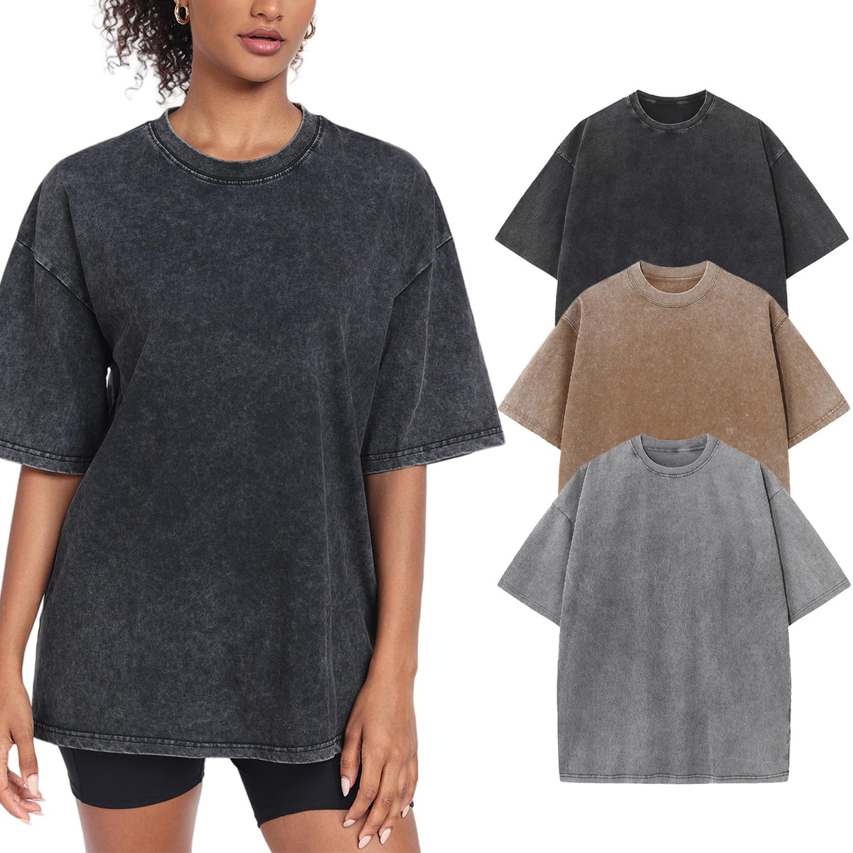 Women’s Oversized Vintage-Wash Cotton Tee