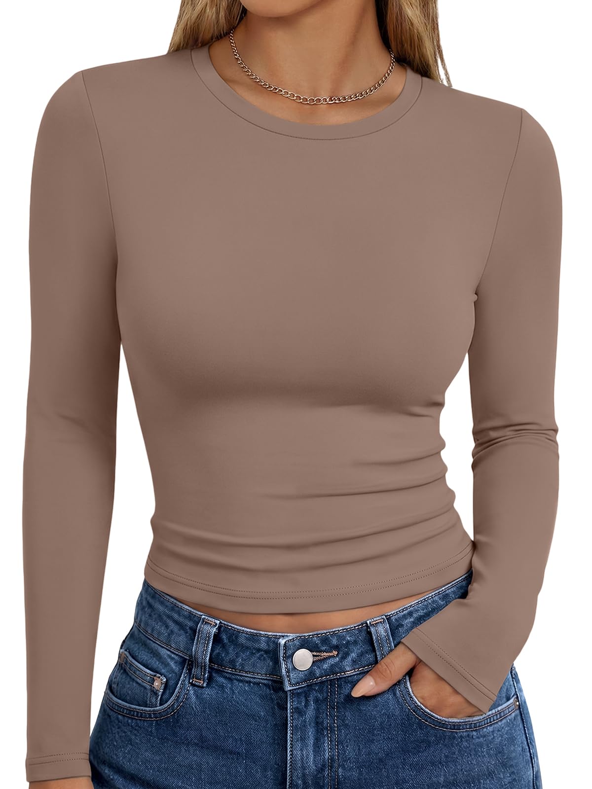 Trendy Queen Women’s Slim Fit Long Sleeve Crewneck Tee