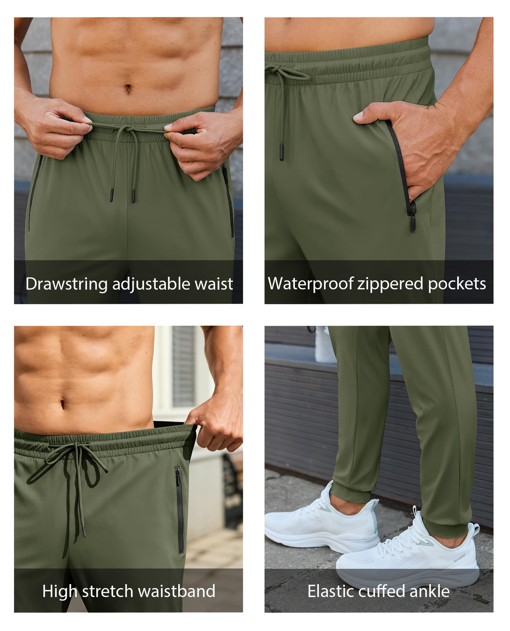 Men’s Lightweight Athletic Joggers with Zipper Pockets