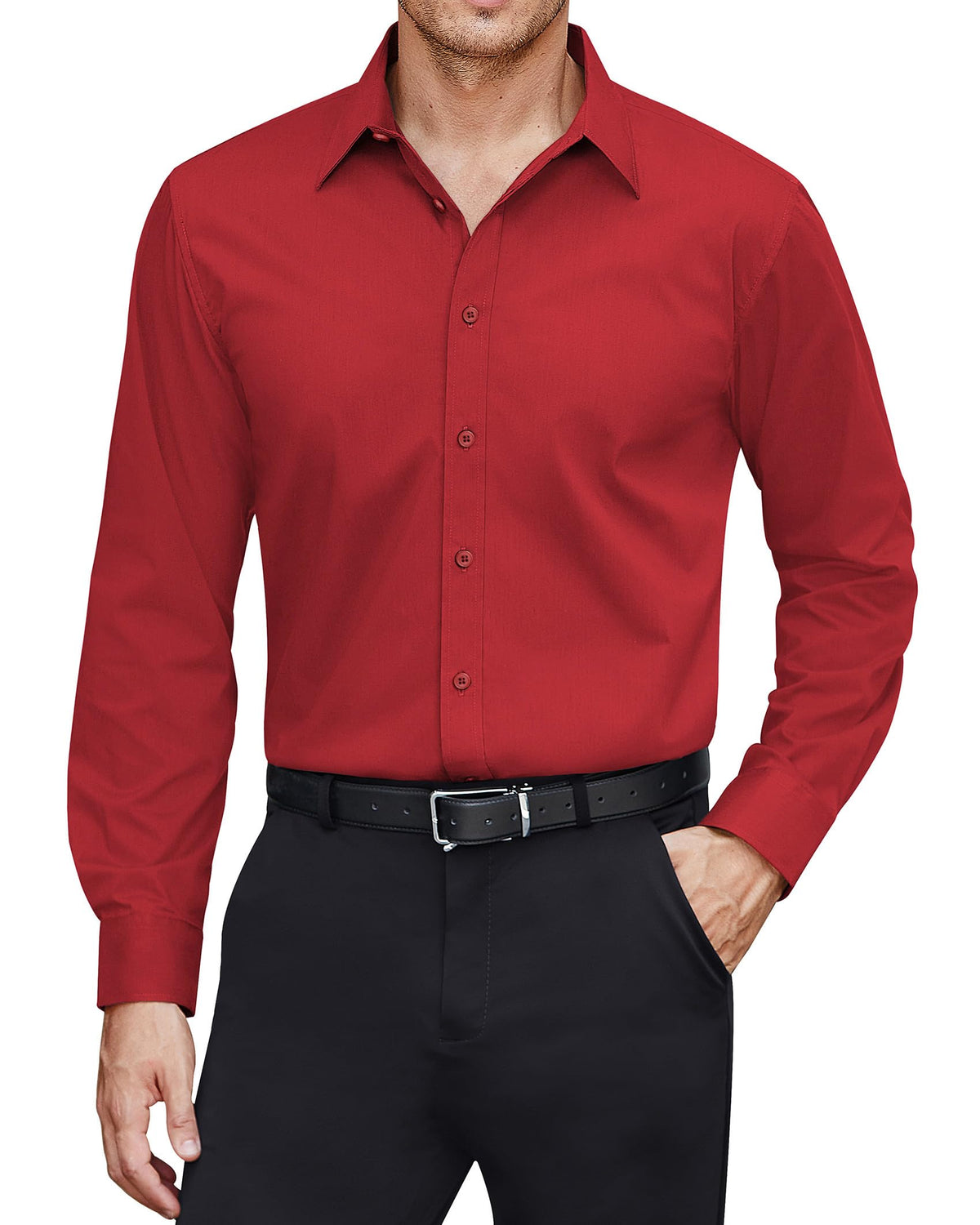 J.VER Men’s Stain Shield Long Sleeve Stretch Dress Shirt