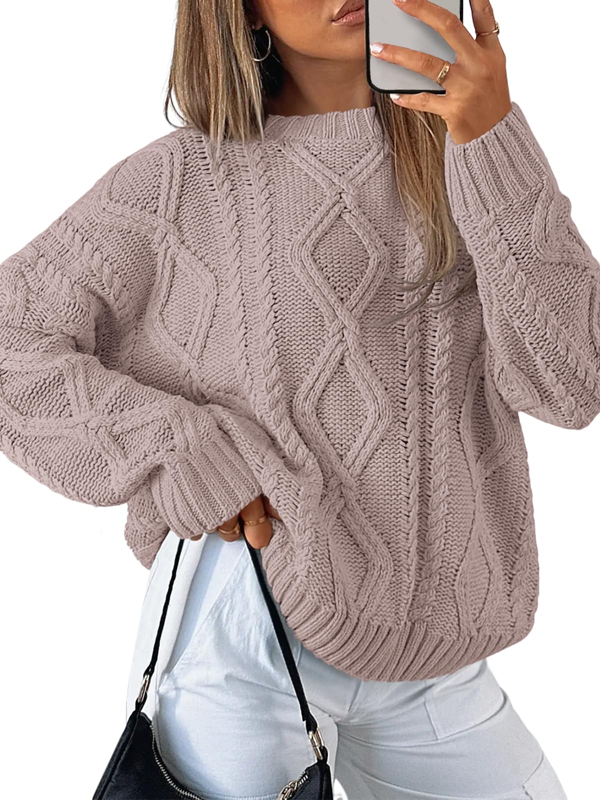 Trendy Queen Women’s Oversized Cable Knit Sweater