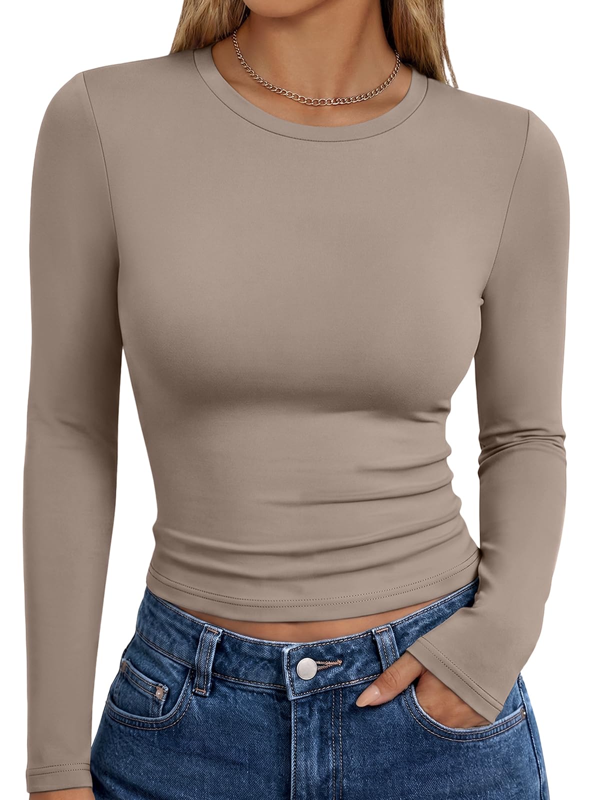 Trendy Queen Women’s Slim Fit Long Sleeve Crewneck Tee