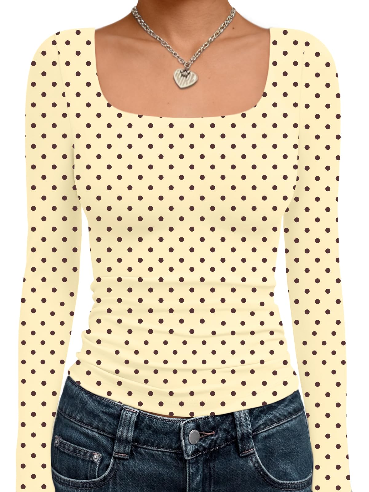 Trendy Queen Women’s Double-Lined Square Neck Long Sleeve Top