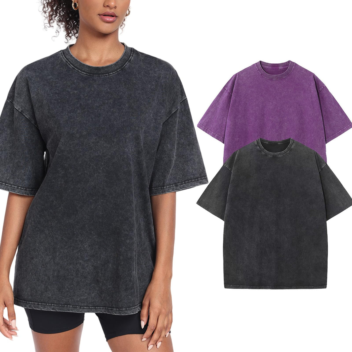 Women’s Oversized Vintage-Wash Cotton Tee