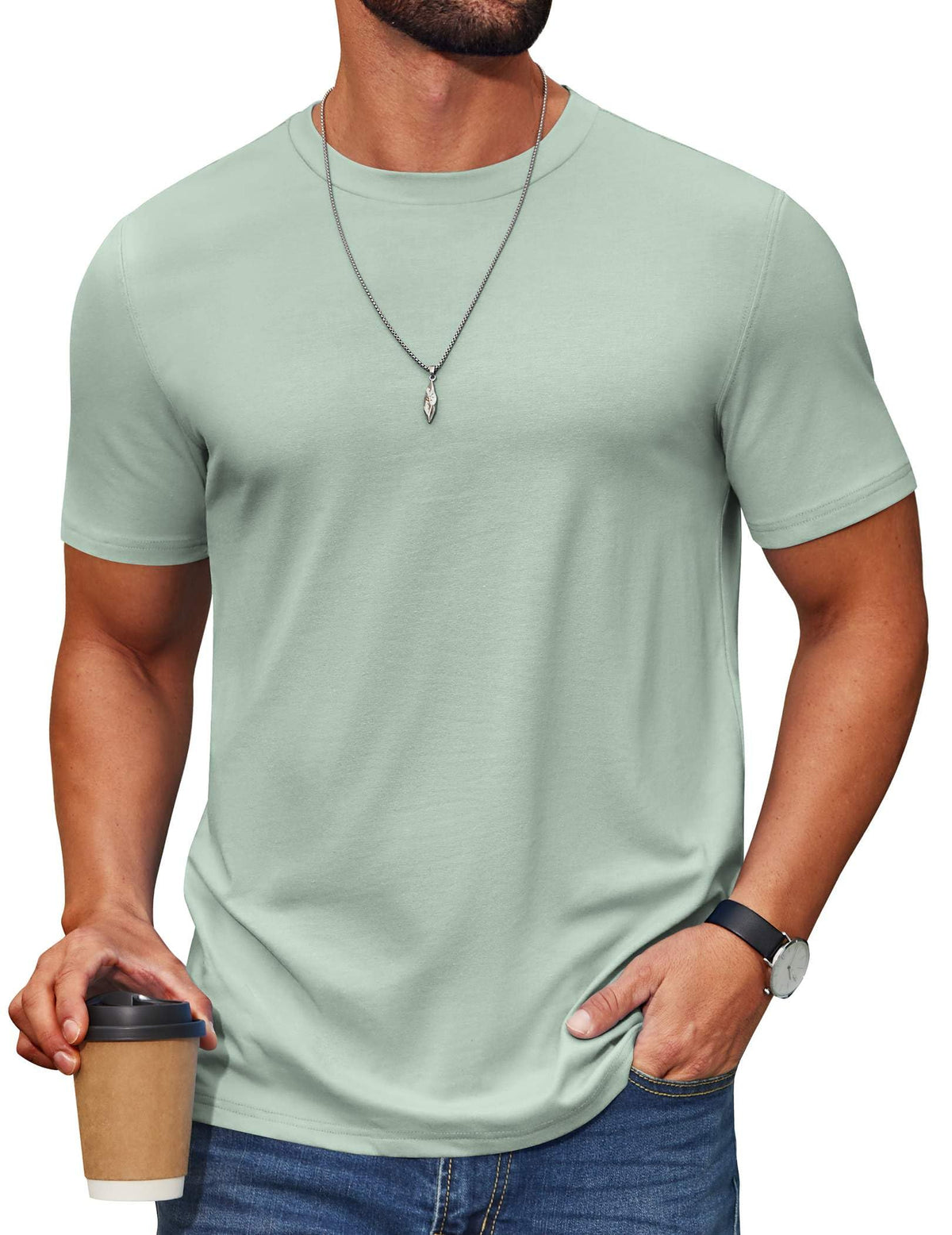 COOFANDY Men’s Cotton-Blend Short Sleeve Crewneck Tee