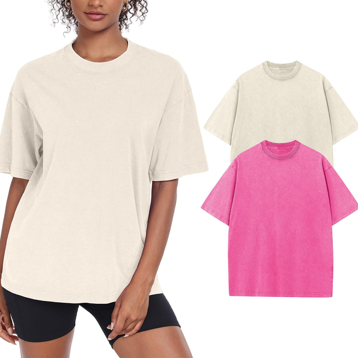 Women’s Oversized Vintage-Wash Cotton Tee