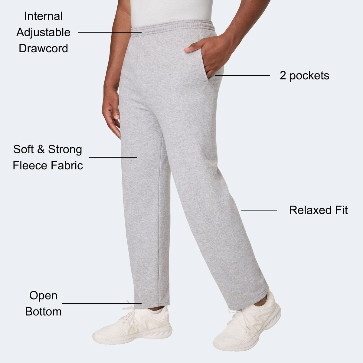 Hanes Men’s EcoSmart Open-Hem Fleece Sweatpants