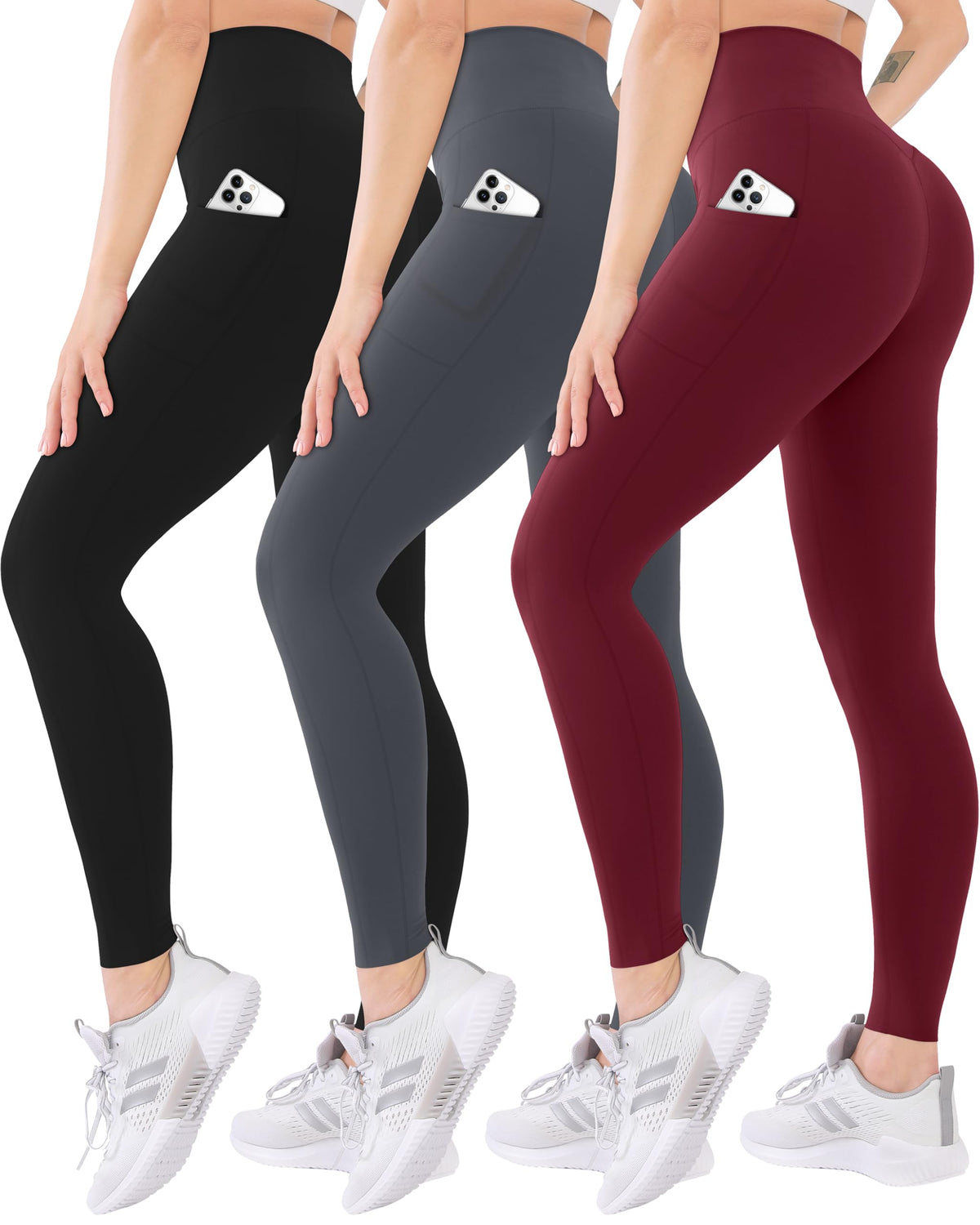 Blisset Women’s High-Waisted Leggings, 3-Pack