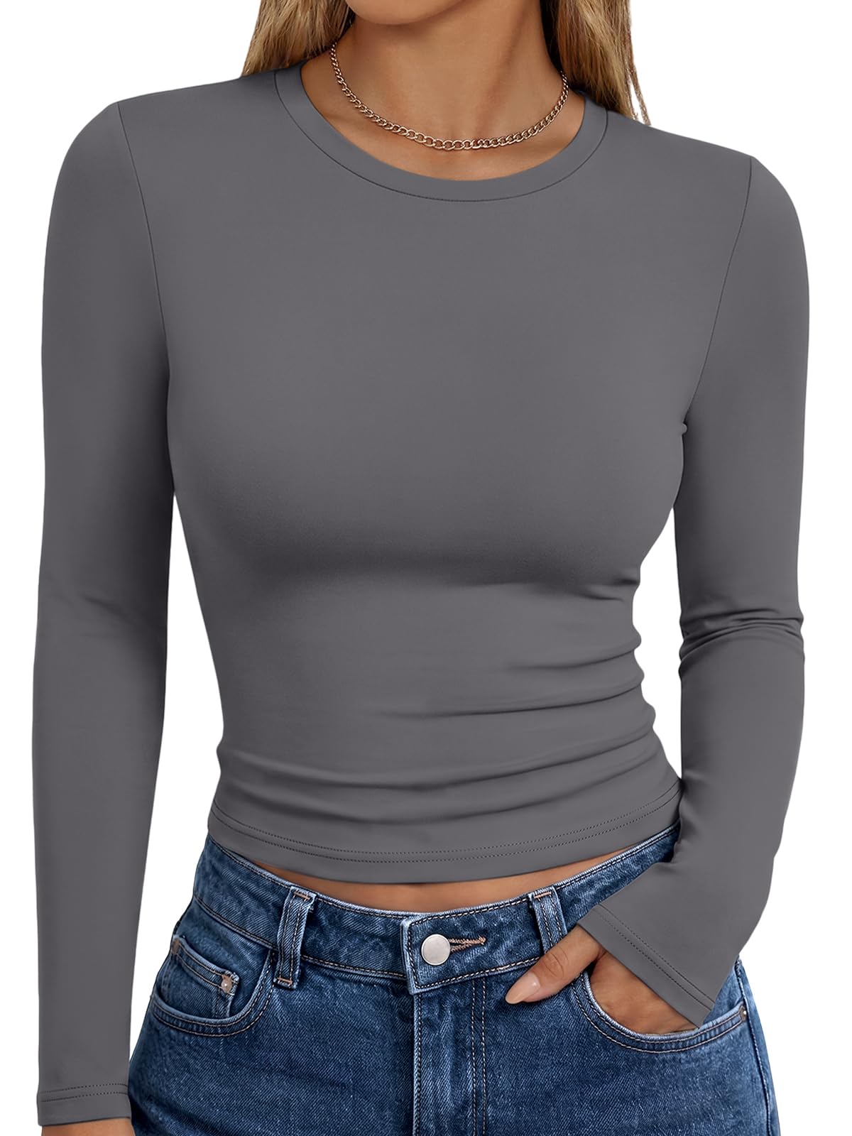 Trendy Queen Women’s Slim Fit Long Sleeve Crewneck Tee