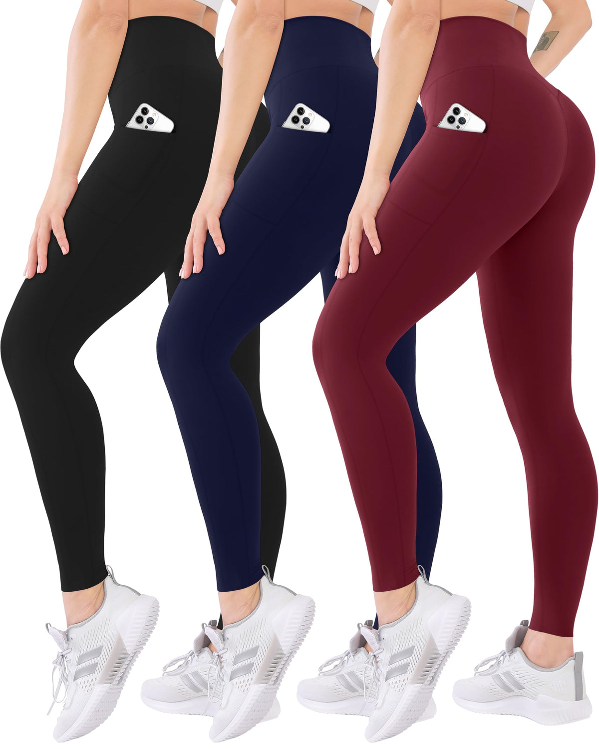 Blisset Women’s High-Waisted Leggings, 3-Pack