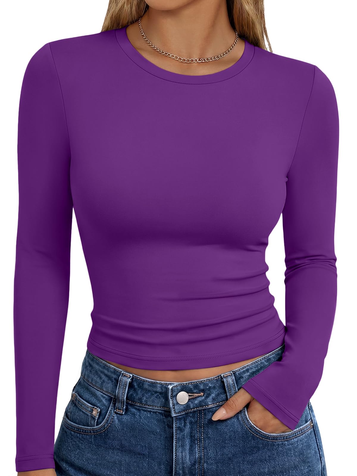 Trendy Queen Women’s Slim Fit Long Sleeve Crewneck Tee