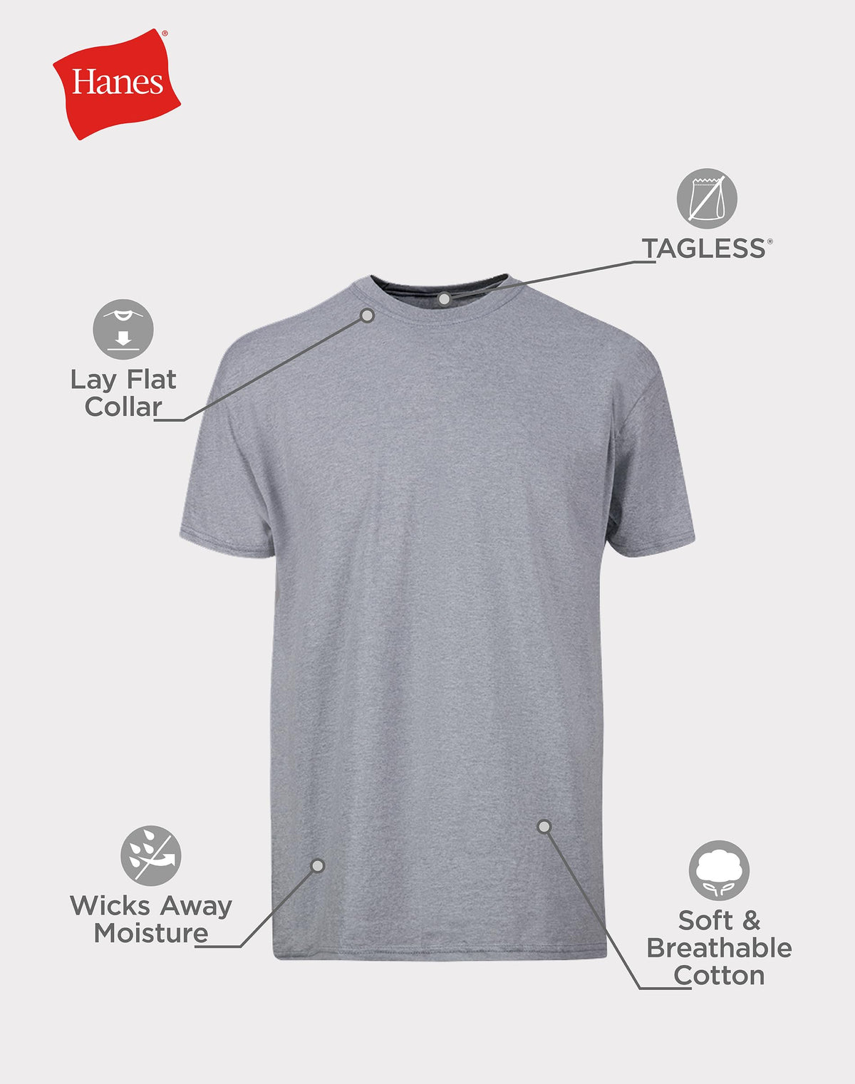 Hanes Men’s Stay-Tucked Cotton Crewneck Undershirts, Multipack