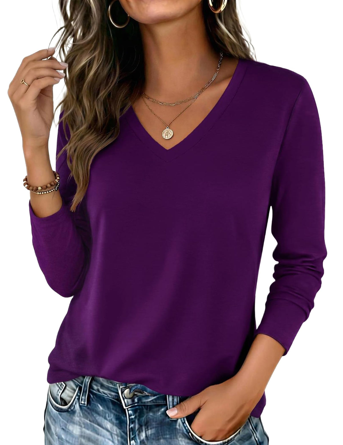 Zeagoo Women’s Long Sleeve V-Neck Tee