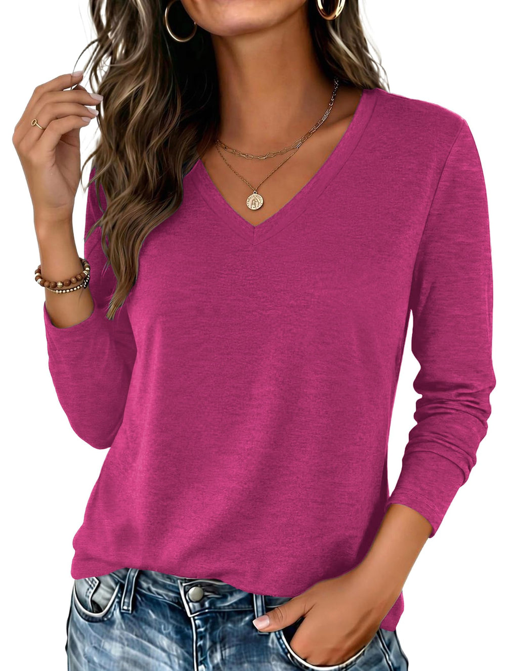 Zeagoo Women’s Long Sleeve V-Neck Tee
