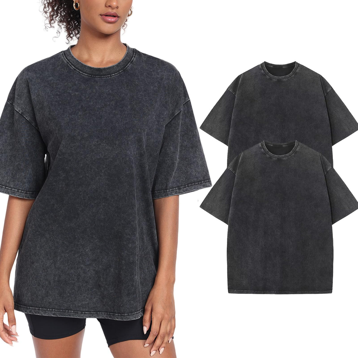 Women’s Oversized Vintage-Wash Cotton Tee