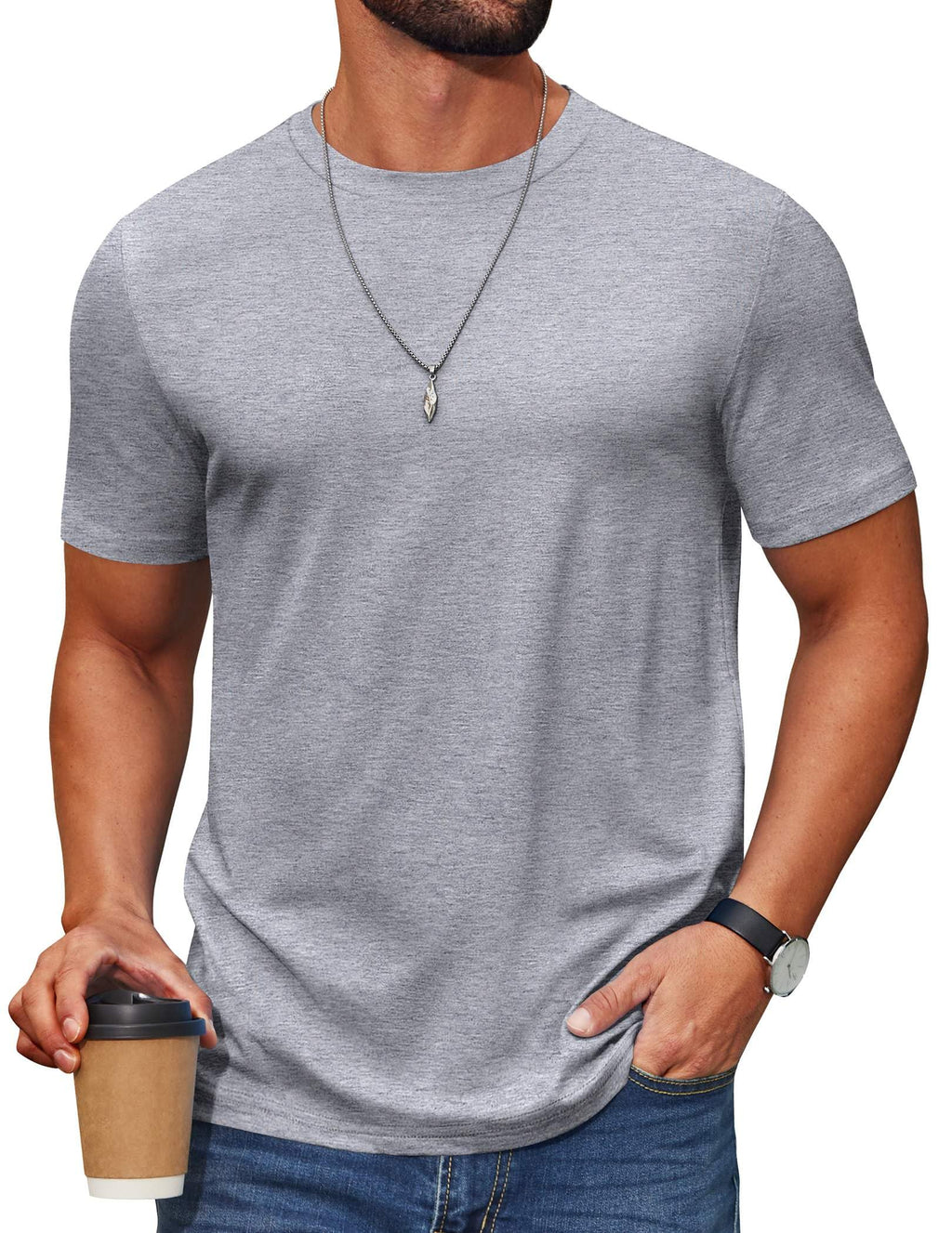 COOFANDY Men’s Cotton-Blend Short Sleeve Crewneck Tee