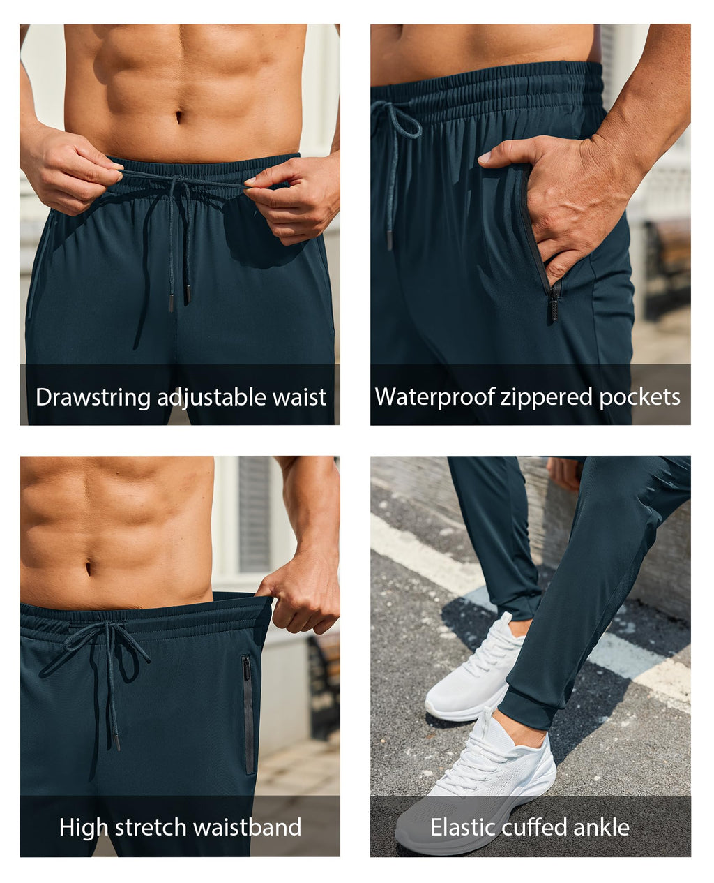 Men’s Lightweight Athletic Joggers with Zipper Pockets