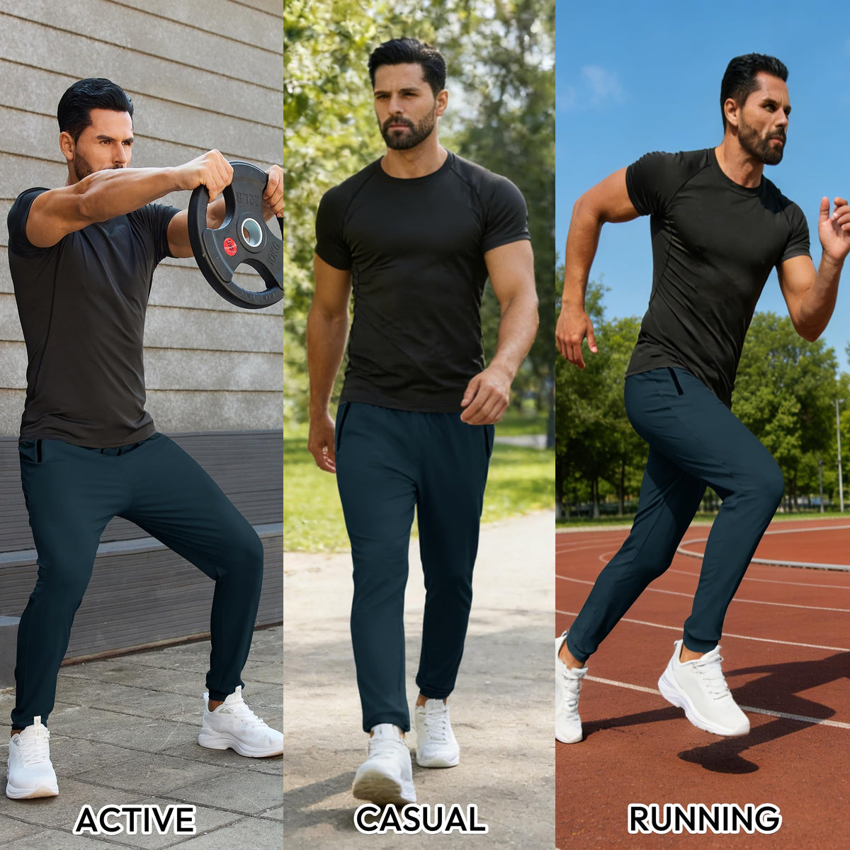 Men’s Lightweight Athletic Joggers with Zipper Pockets