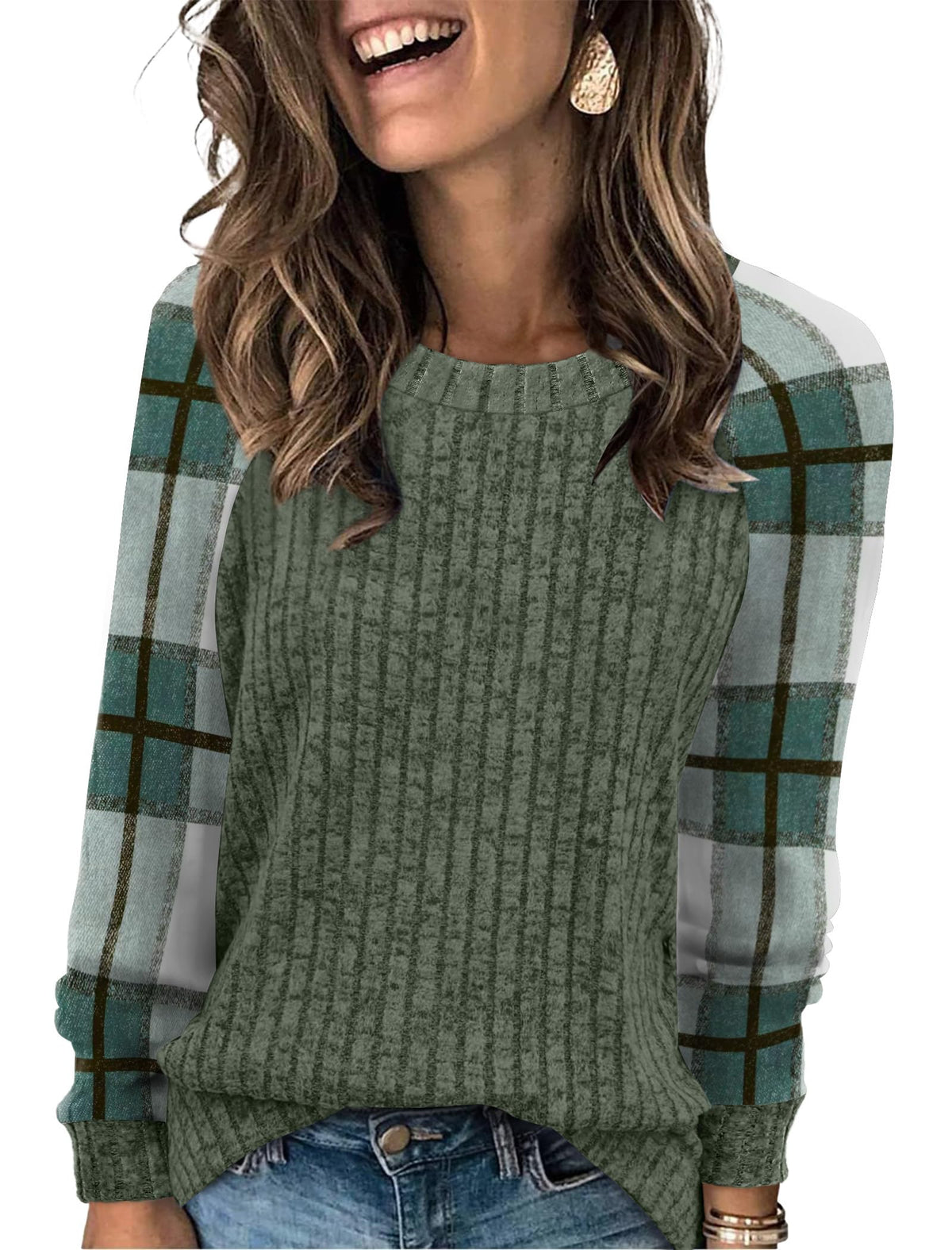 WIHOLL Women’s Color-Block Long Sleeve Top
