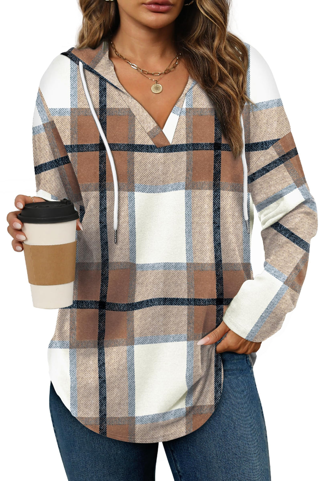 Women’s Loose Fit V-Neck Pullover Hoodie
