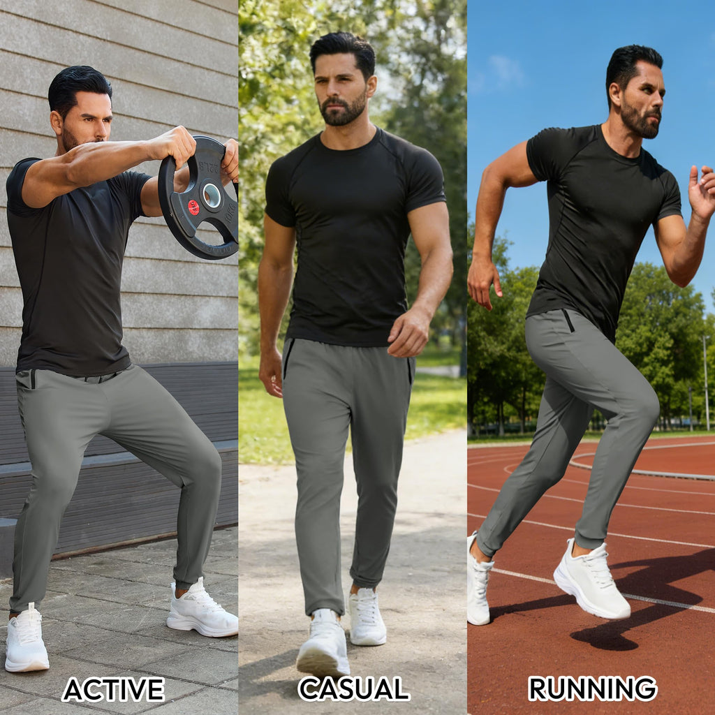Men’s Lightweight Athletic Joggers with Zipper Pockets