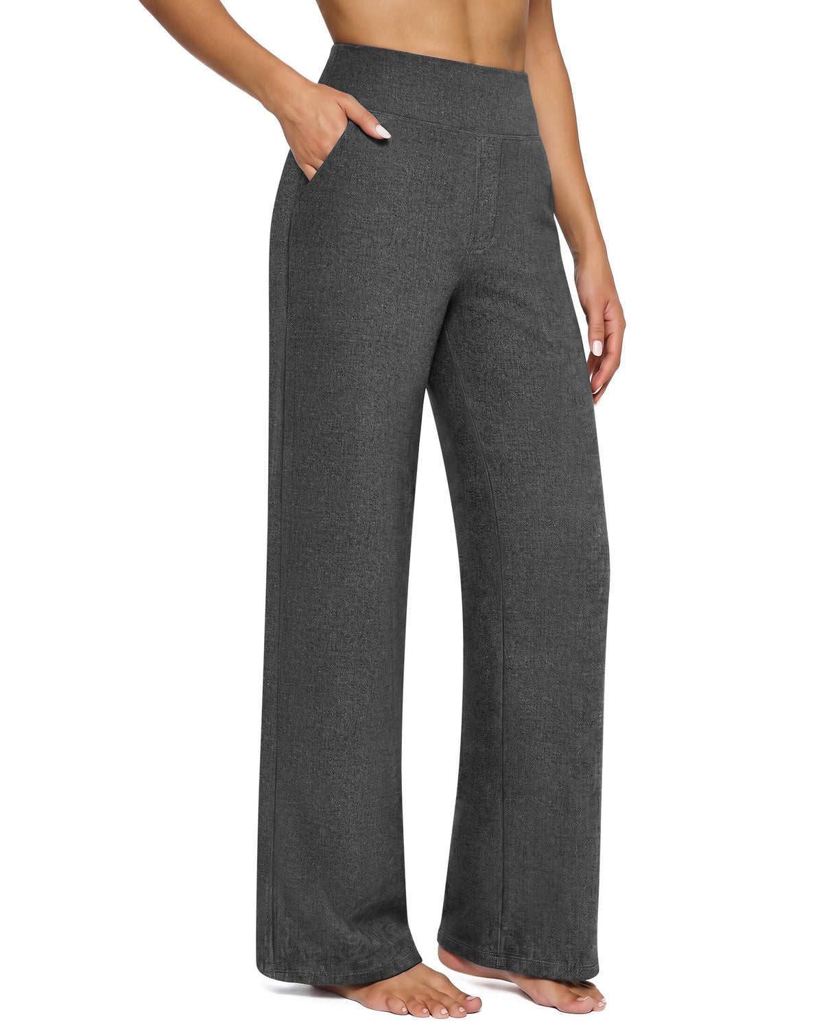 G4Free Women’s High-Waisted Wide-Leg Yoga Pants with Pockets