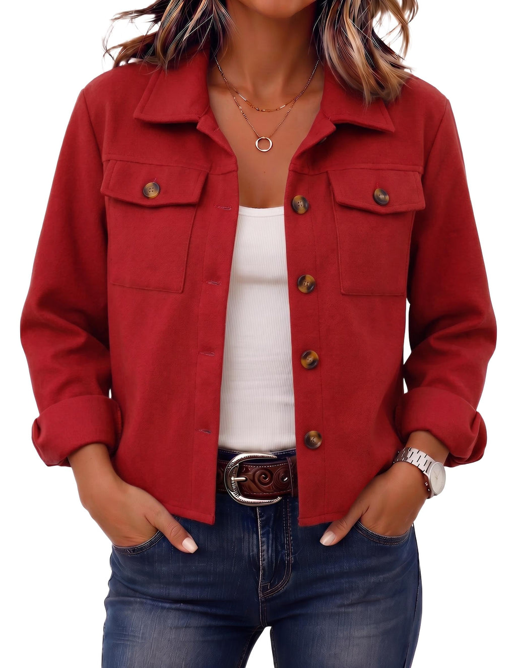 Zeagoo Women’s Cropped Plaid Flannel Shacket