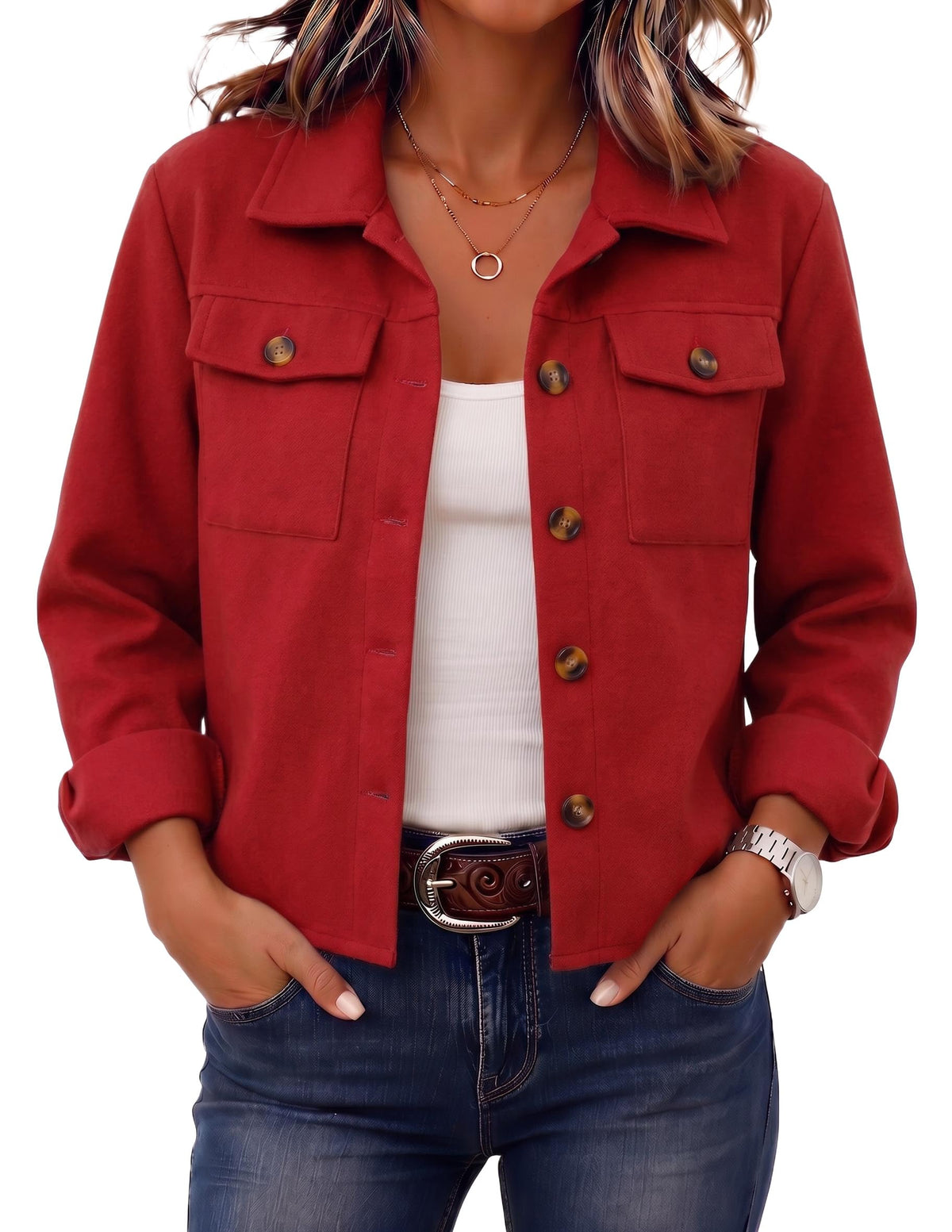Zeagoo Women’s Cropped Plaid Flannel Shacket